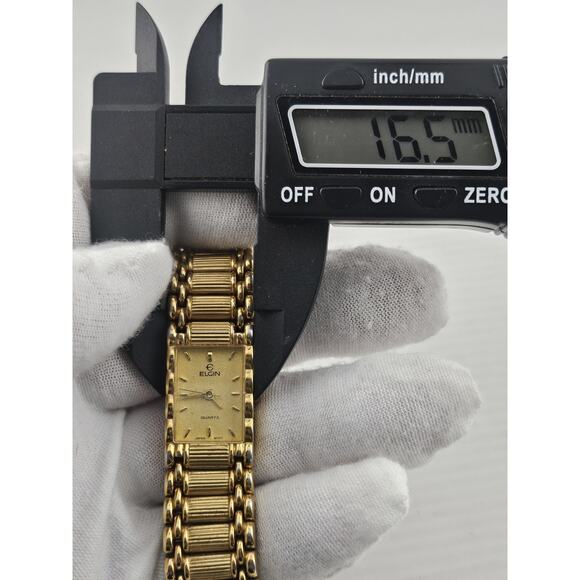 ELGIN Ladies gold tone rectangle case champagne dial - Picture 8 of 11
